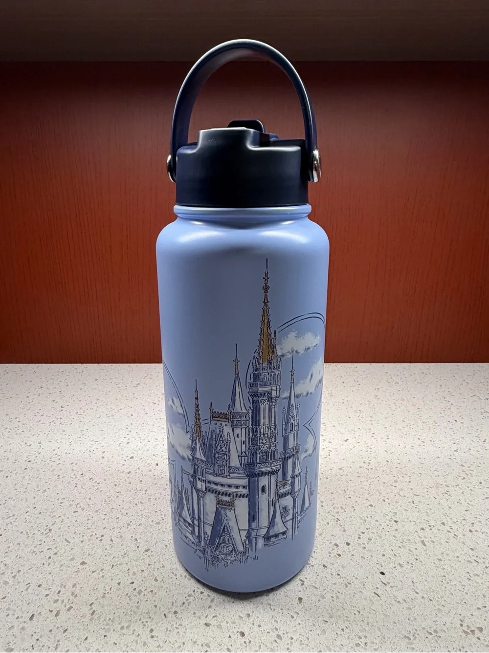 NEW 2026 DISNEY WORLD CINDERELLA CASTLE JUMBO 1 LITER WATER BOTTLE IN BLUE